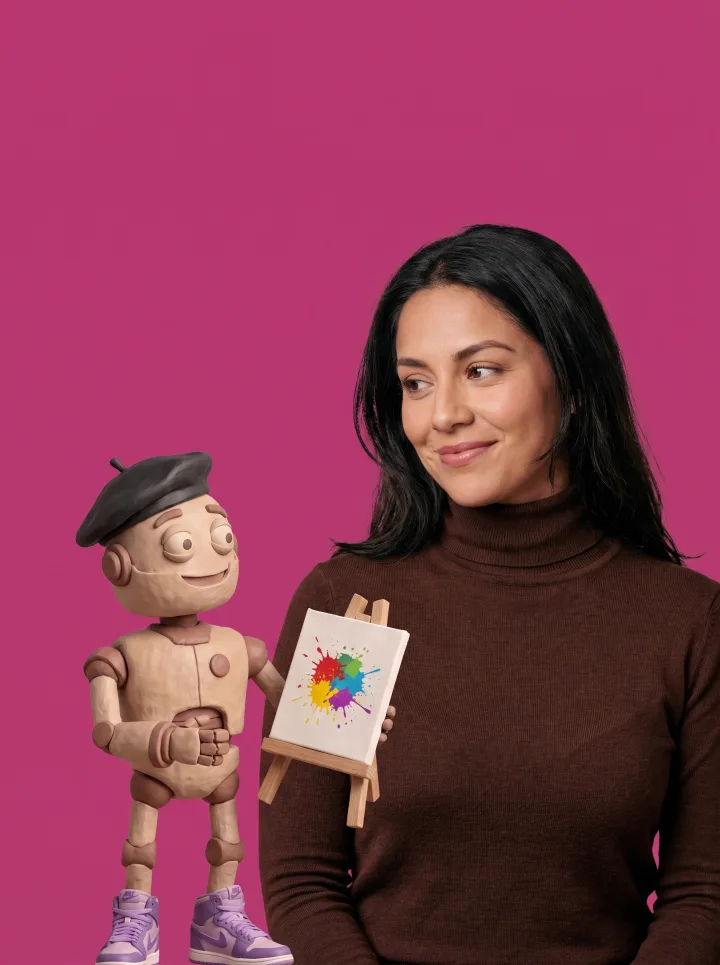 Clay illustration: Designers working with their AI agent.