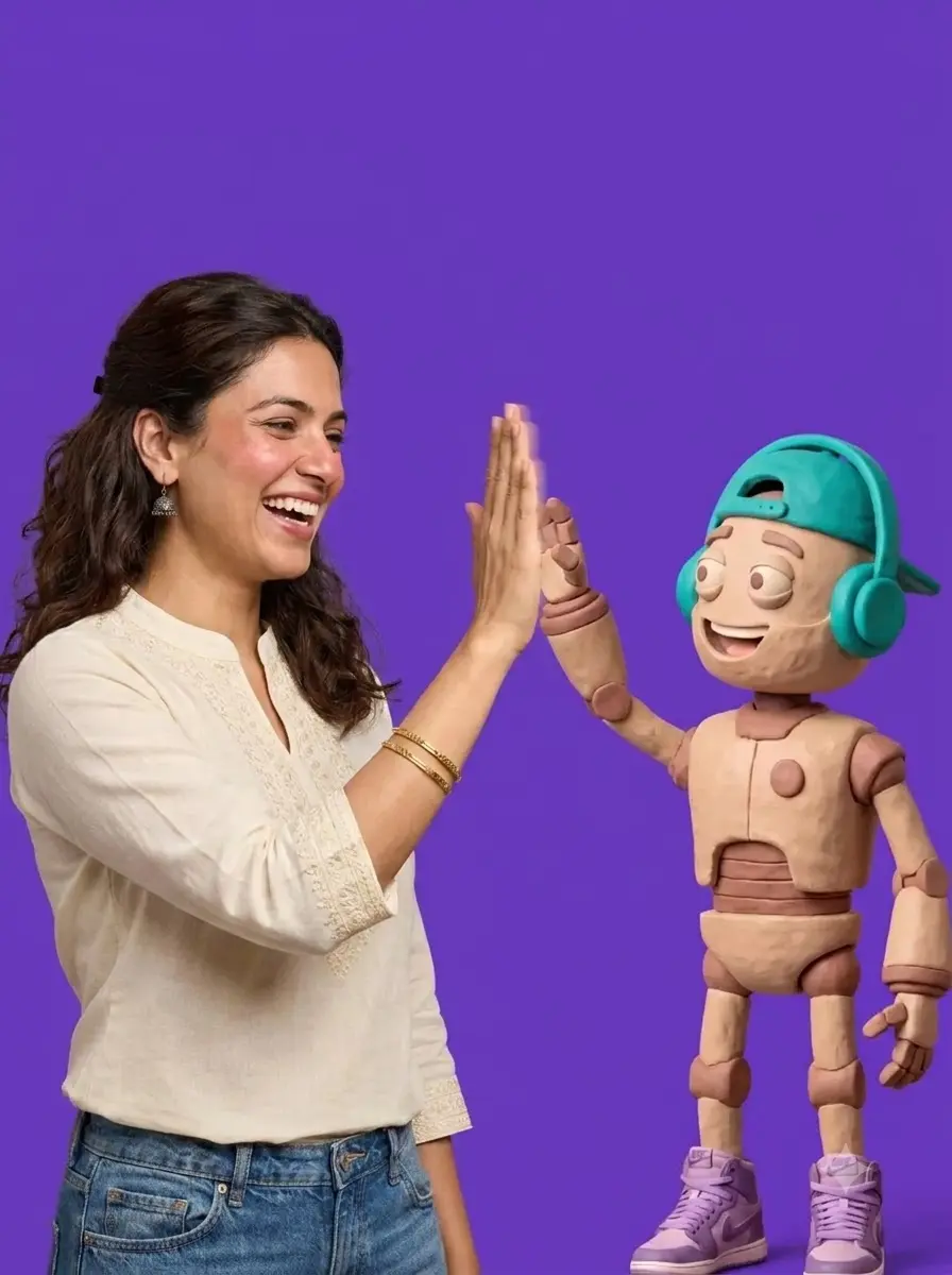 Clay illustration: Marketing working with their AI agent.