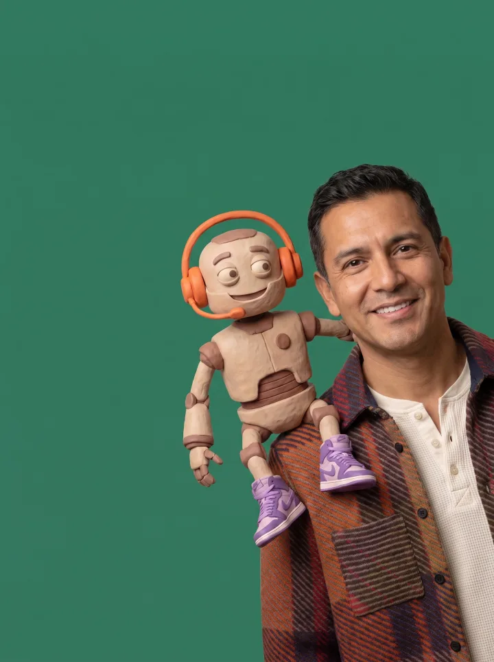 Clay illustration: Sales working with their AI agent.